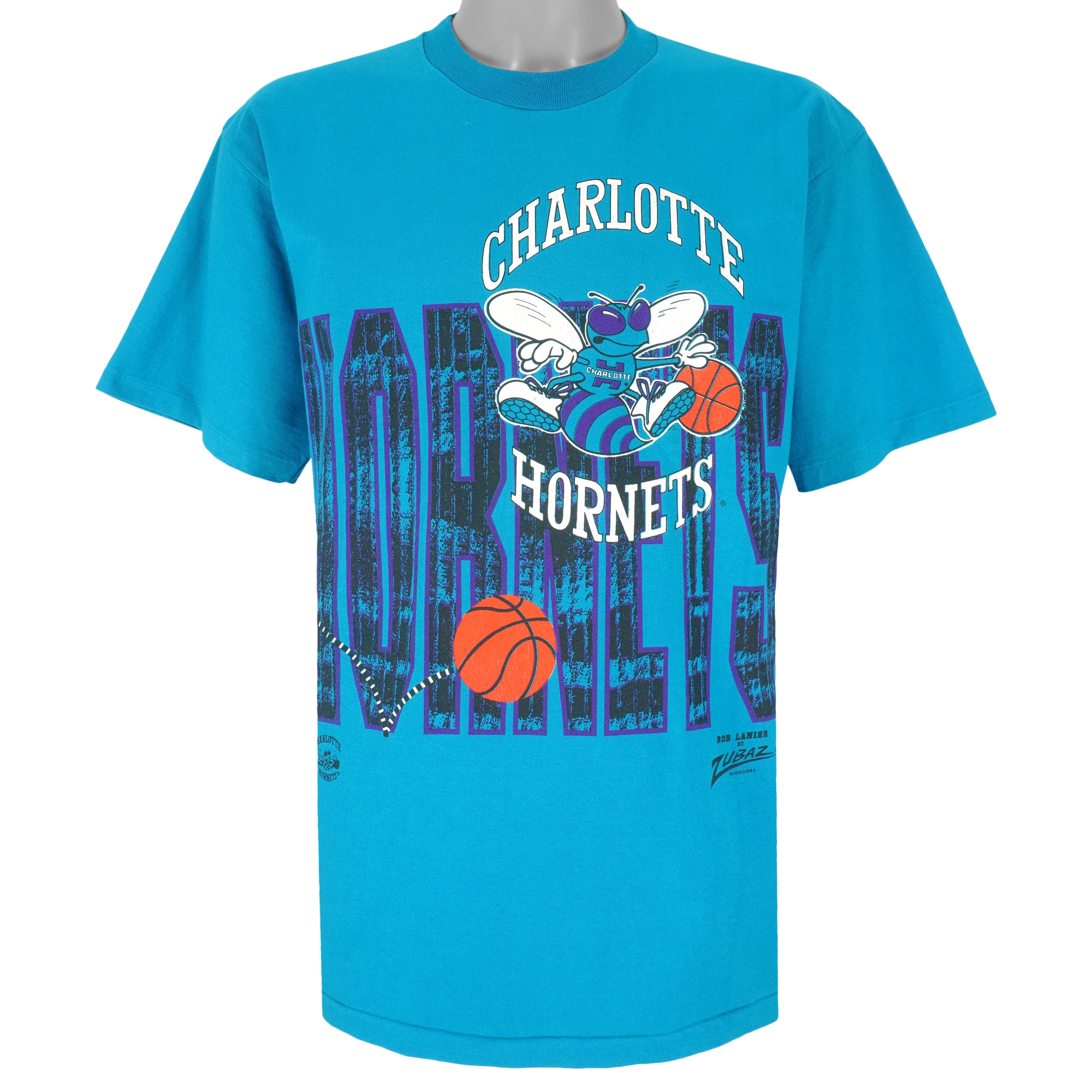 NBA (Competitor) - Charlotte Hornets Zubaz T-Shirt 1990s X-Large Vintage Retro