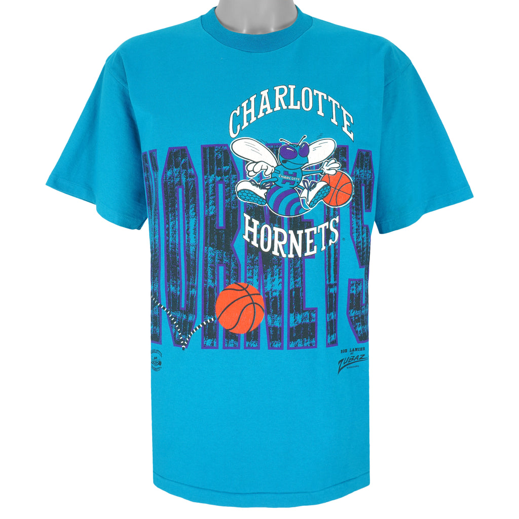 NBA (Competitor) - Charlotte Hornets Zubaz T-Shirt 1990s X-Large Vintage Retro