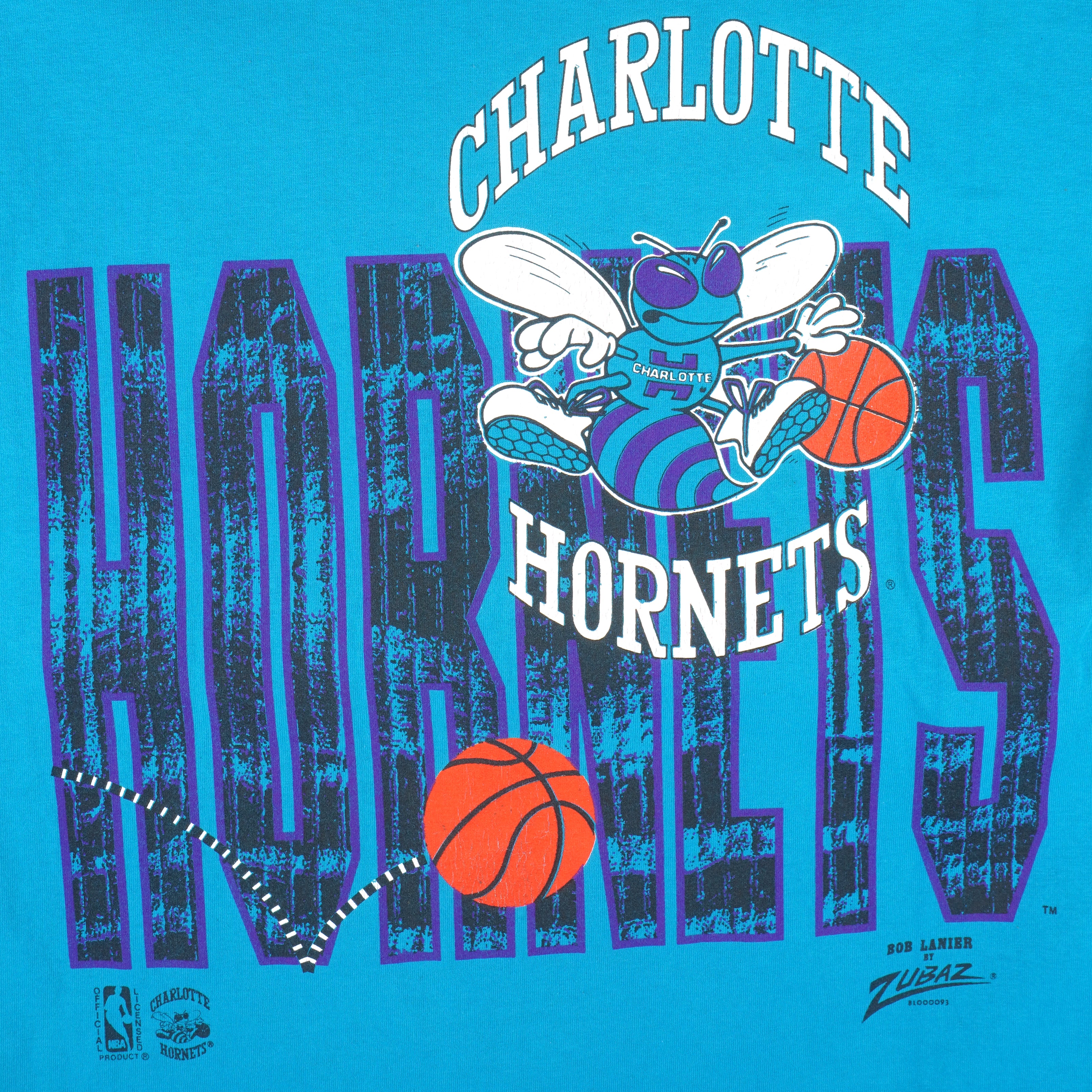 NBA (Competitor) - Charlotte Hornets Zubaz T-Shirt 1990s X-Large Vintage Retro