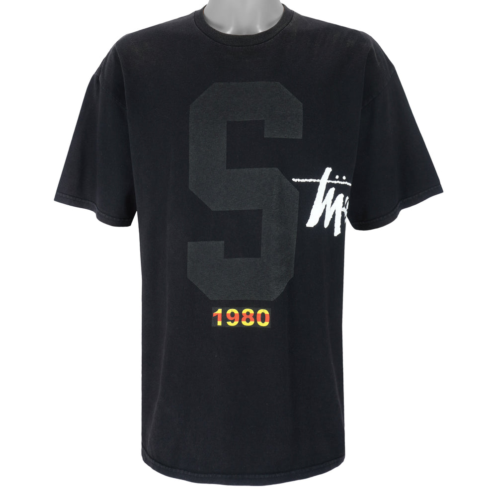 Stussy - Black Spell-Out T-Shirt 1980 X-Large Vintage Retro