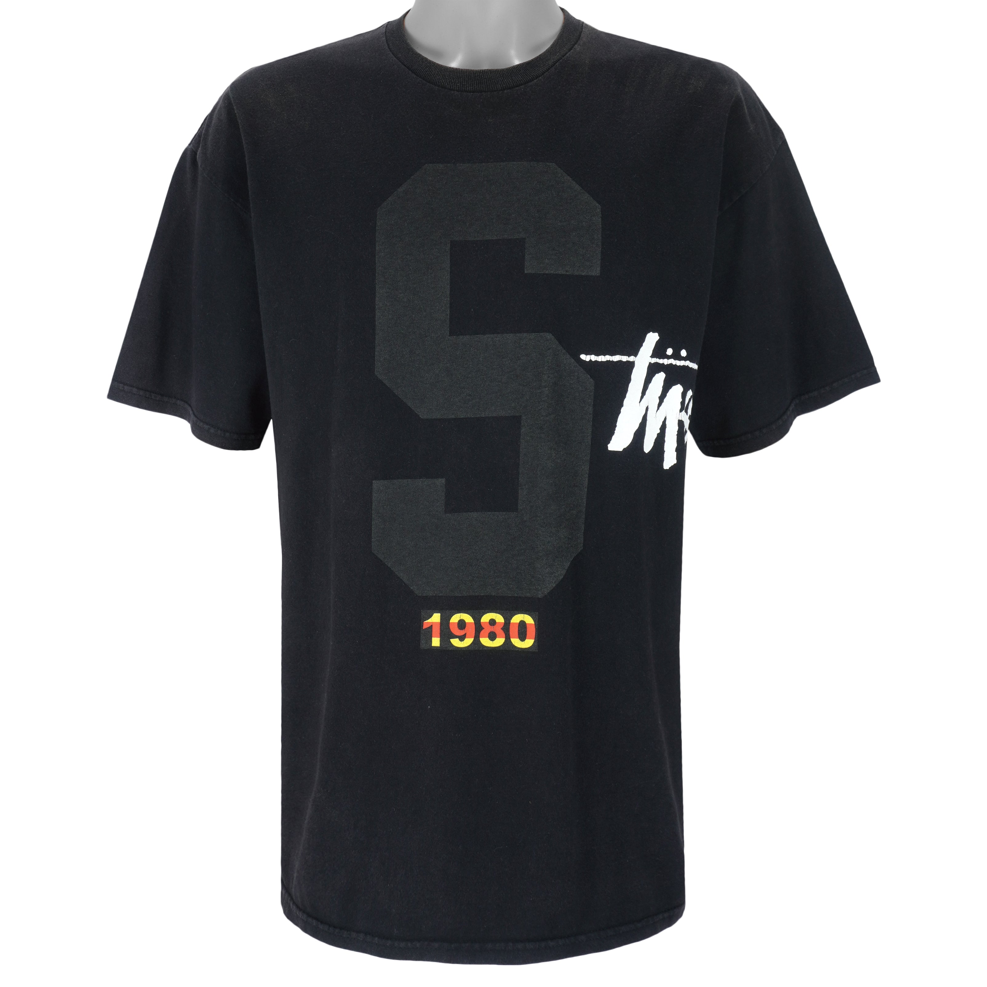 Stussy - Black Spell-Out T-Shirt 1980 X-Large Vintage Retro