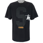 Stussy - Black Spell-Out T-Shirt 1980 X-Large Vintage Retro