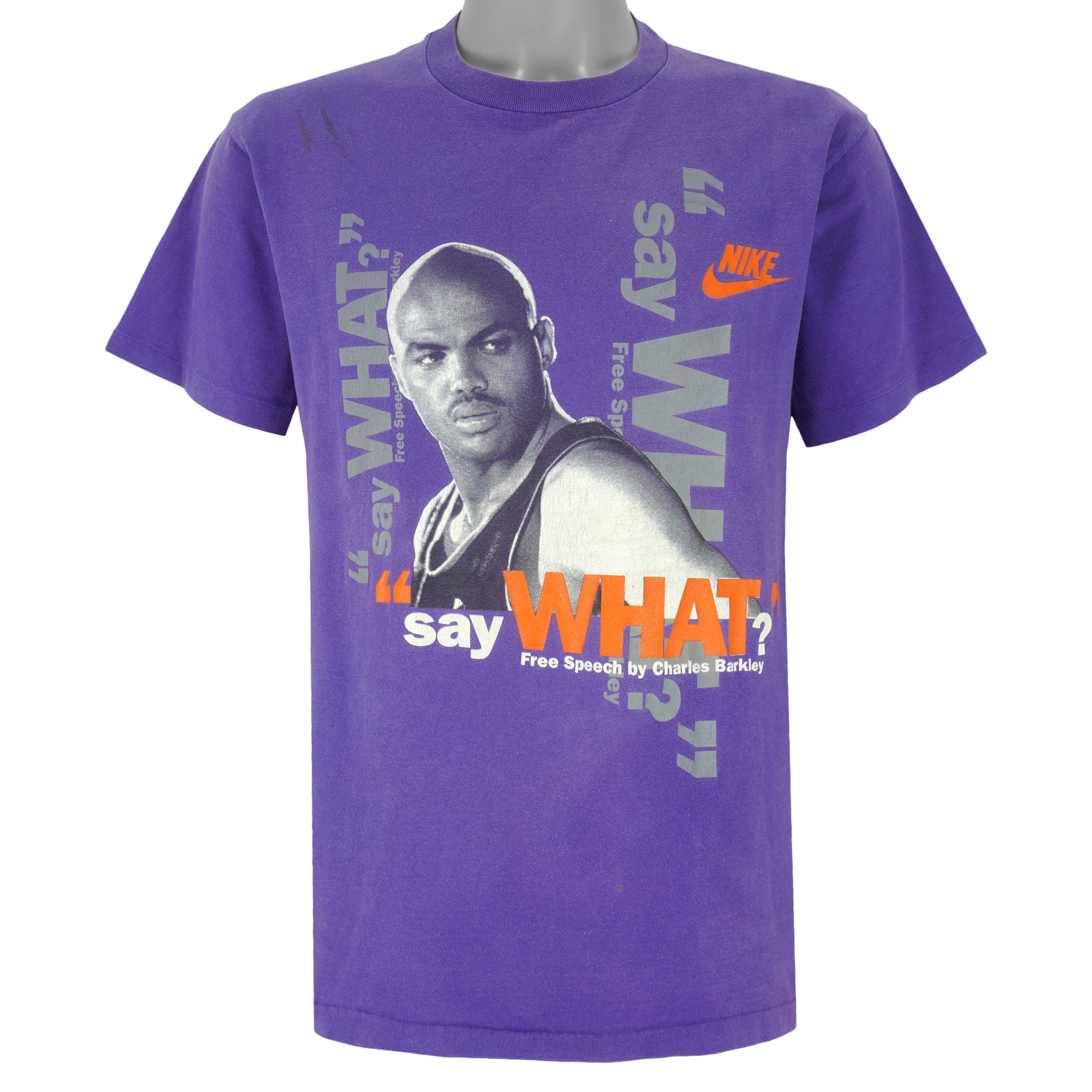 Nike - Charles Barkley Say What Free Speech T-Shirt 1990s Large Vintage Retro Basketball