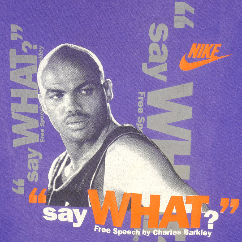 Nike - Charles Barkley Say What Free Speech T-Shirt 1990s Large Vintage Retro Basketball
