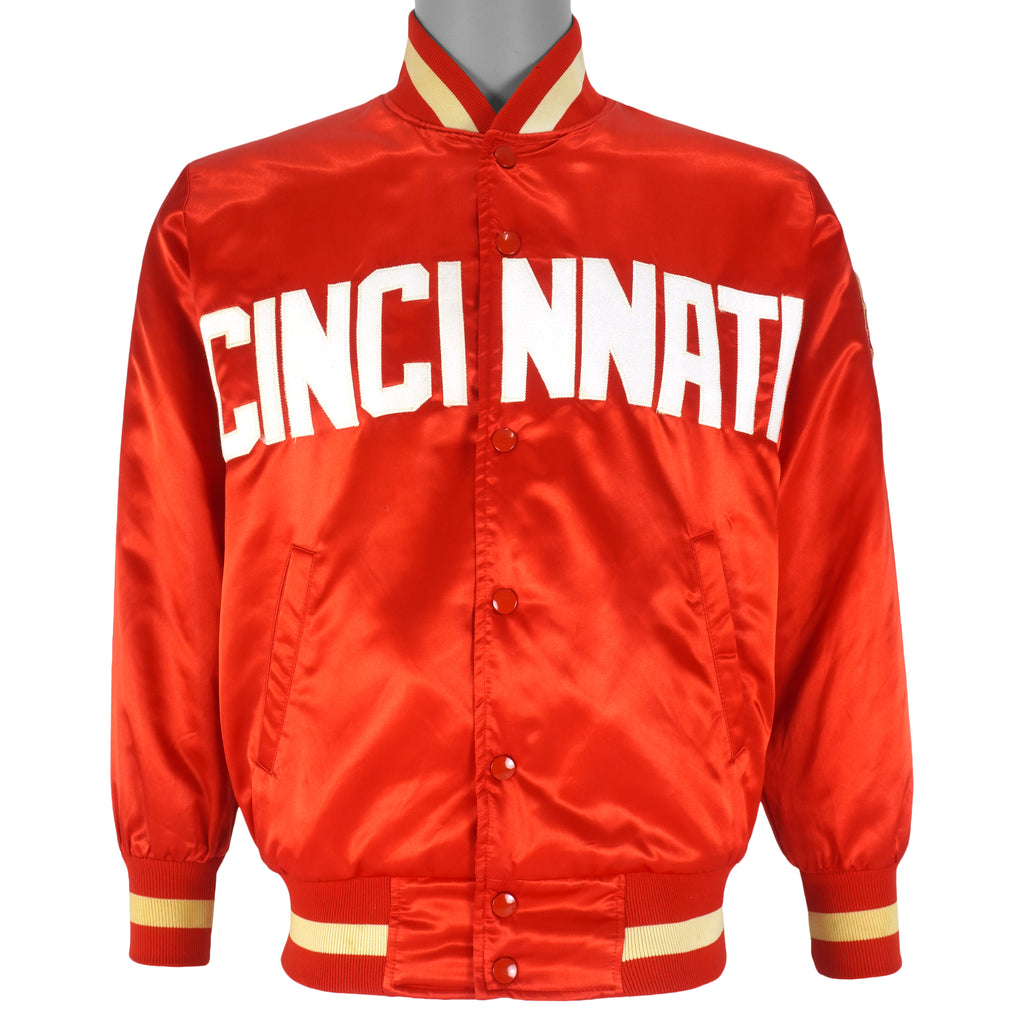 MLB - Cincinnati Reds Button-up Satin Jacket 1990s Small Vintage Retro Baseball