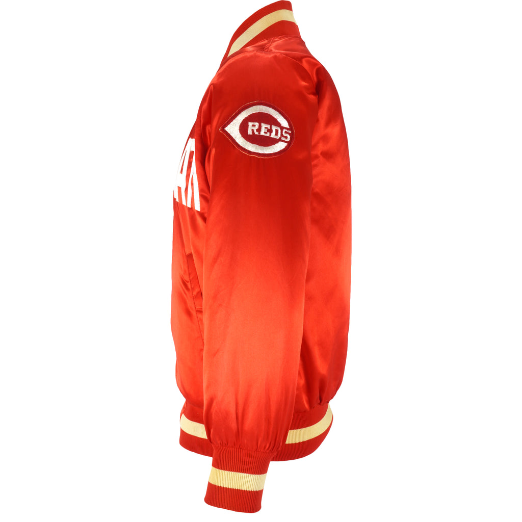 MLB - Cincinnati Reds Button-up Satin Jacket 1990s Small Vintage Retro Baseball