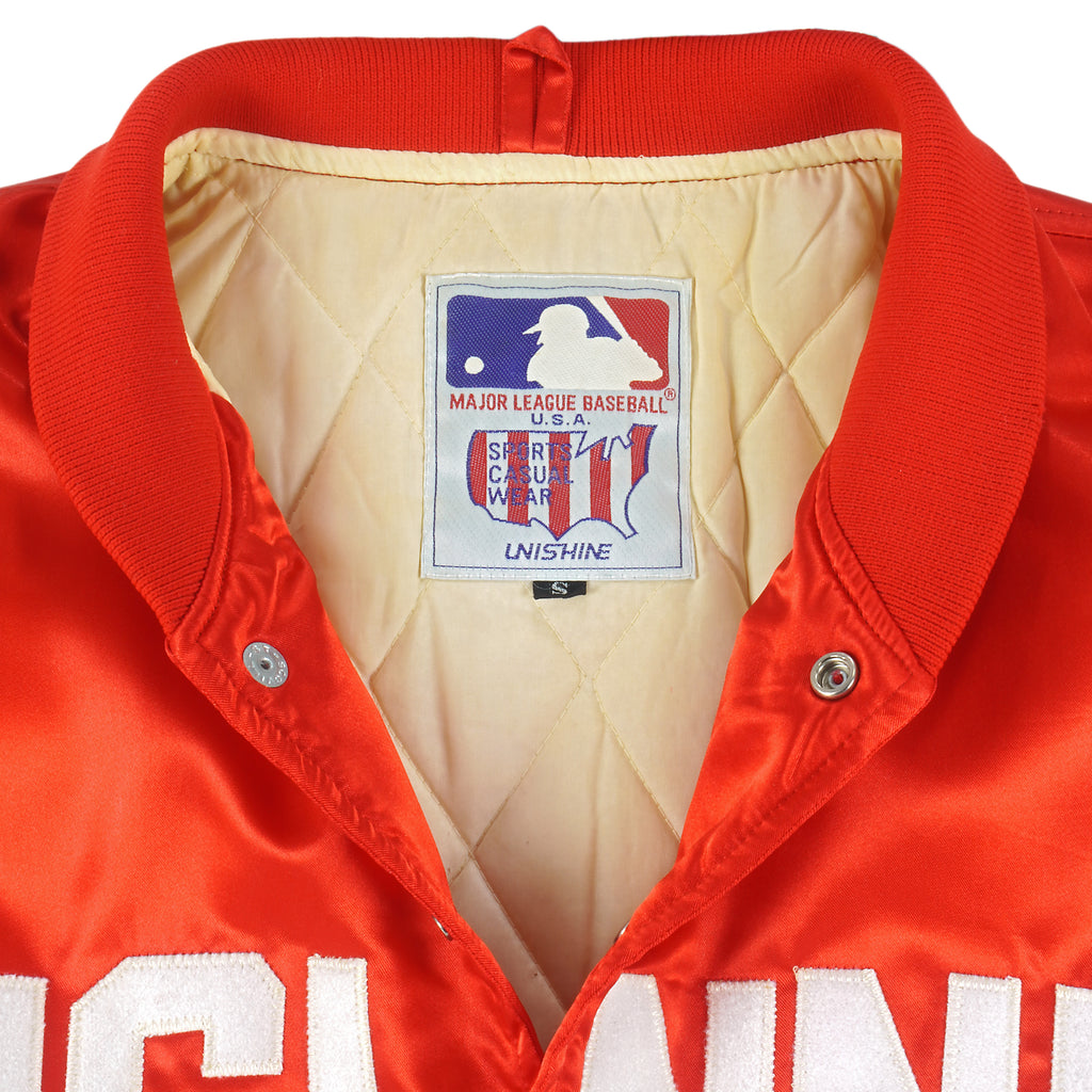 MLB - Cincinnati Reds Button-up Satin Jacket 1990s Small Vintage Retro Baseball