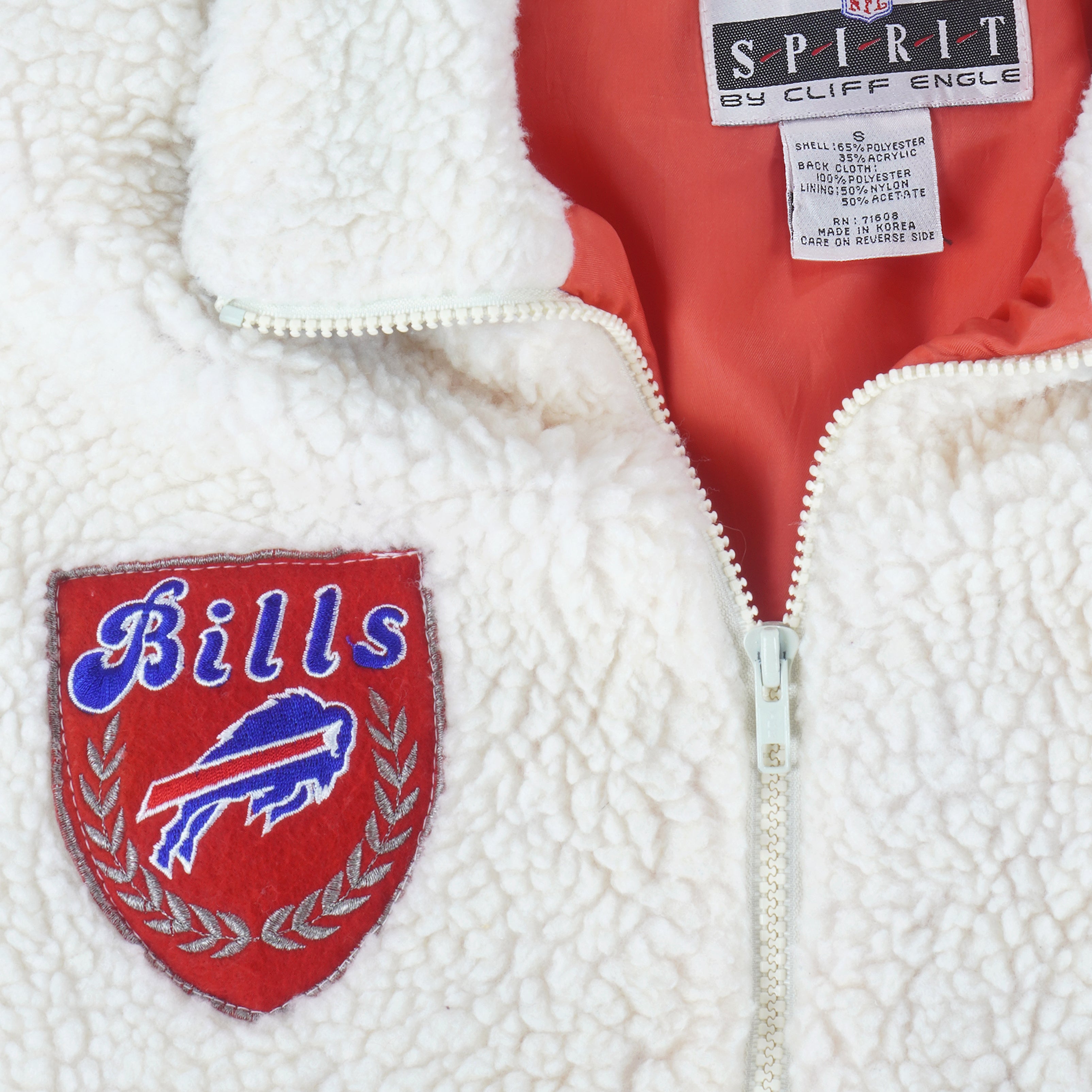 NFL (Spirit) - Buffalo Bills Big Spell-Out Fleece Jacket 1990s Small Vintage Retro Football