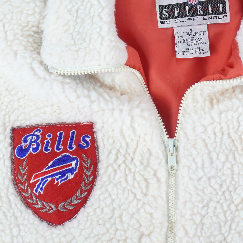 NFL (Spirit) - Buffalo Bills Big Spell-Out Fleece Jacket 1990s Small Vintage Retro Football