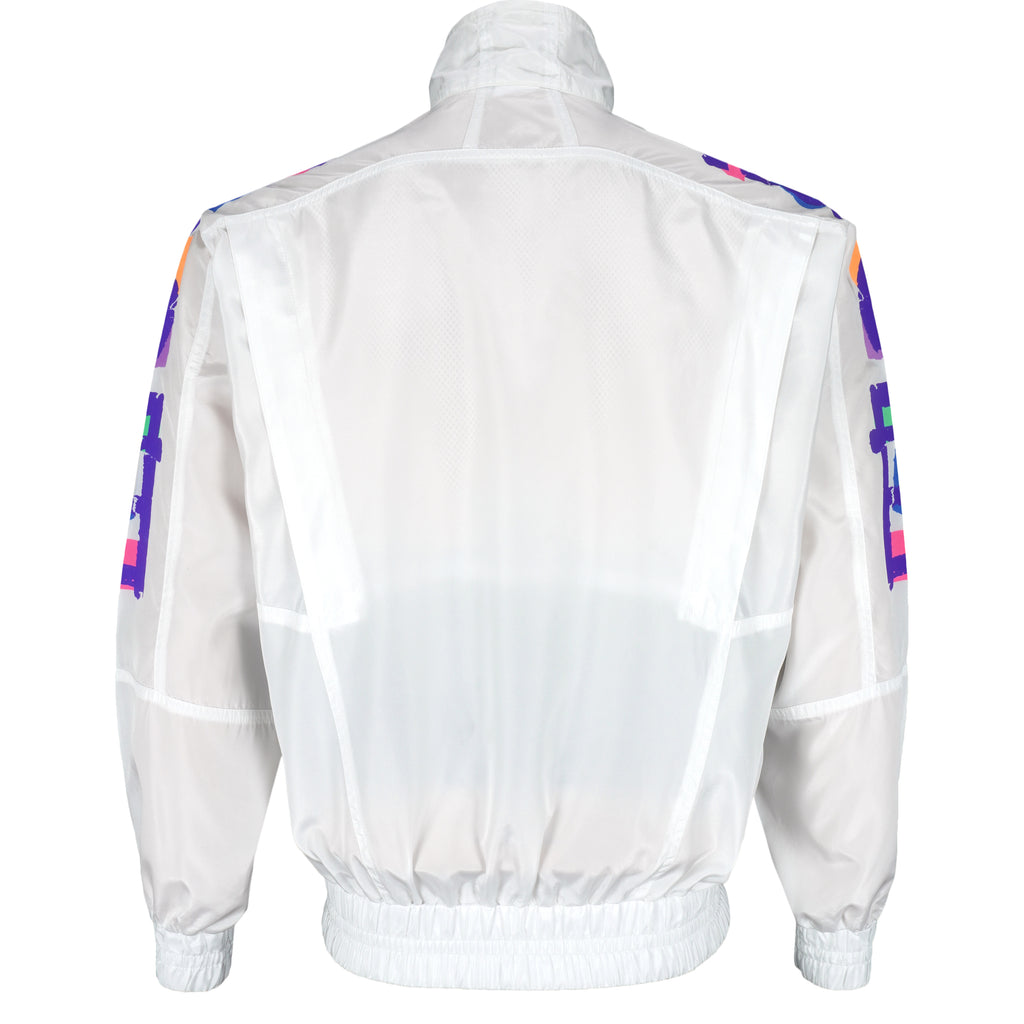 Adidas - White Zip-Up Windbreaker 1990s Medium Vintage Retro