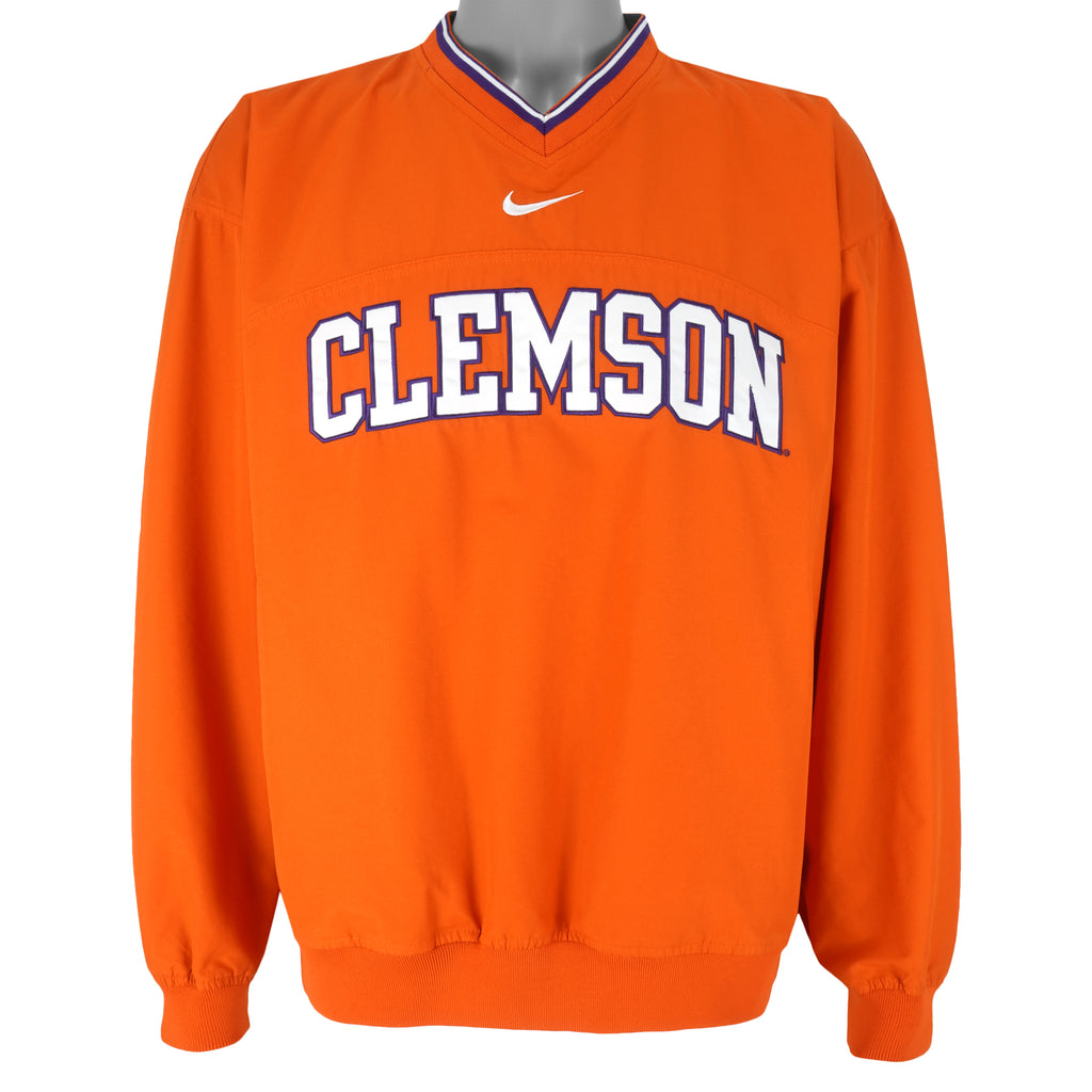 Nike - Orange Clemson Tigers Embroidered Windbreaker 1990s Large Vintage Retro College