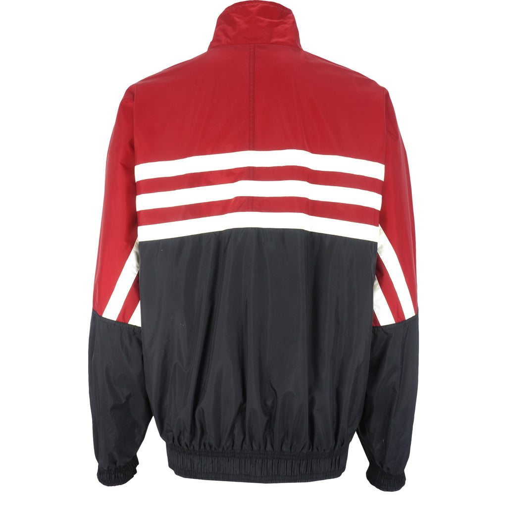 Adidas - Red & Black Zip-Up Windbreaker 1990s Large Vintage Retro