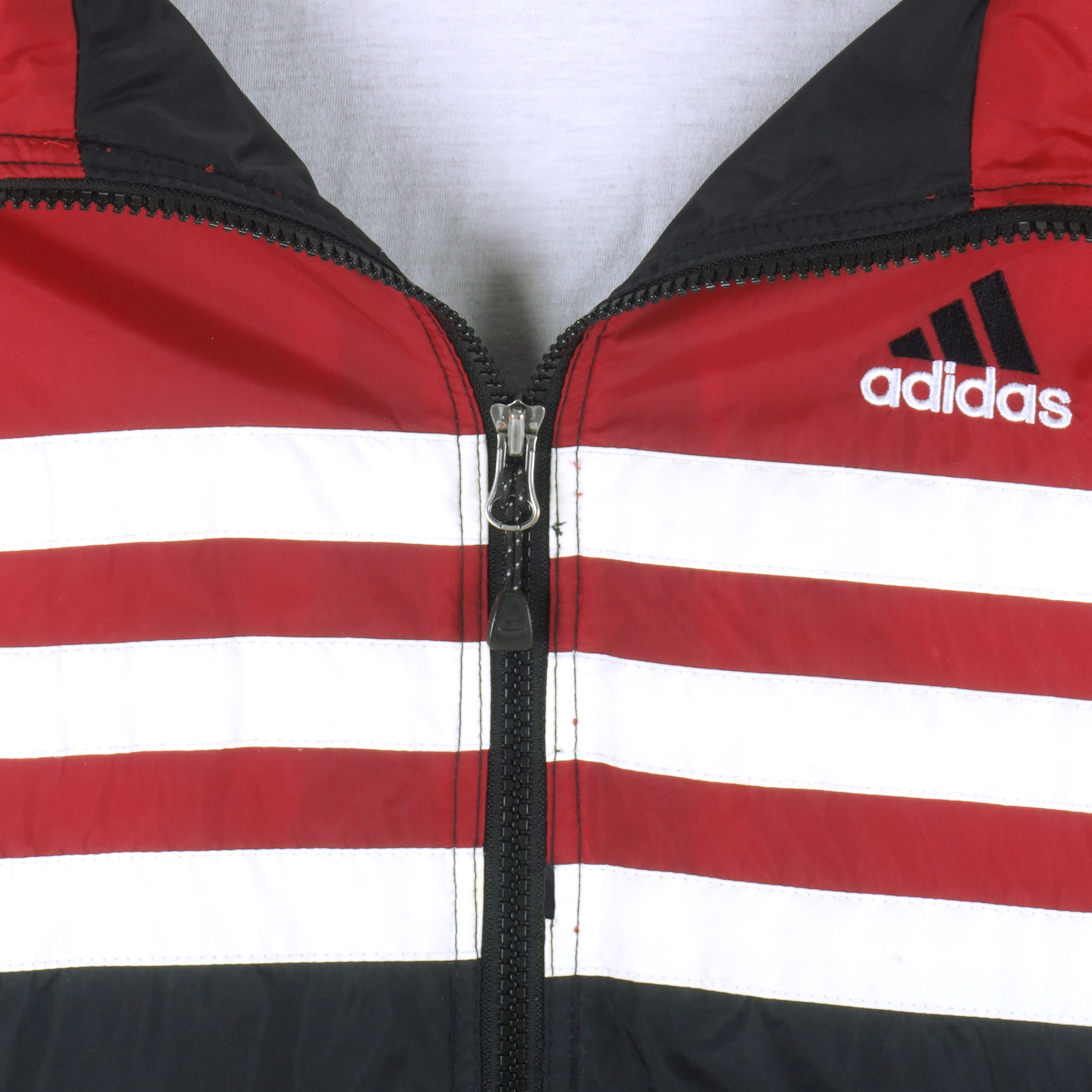 Adidas - Red & Black Zip-Up Windbreaker 1990s Large Vintage Retro