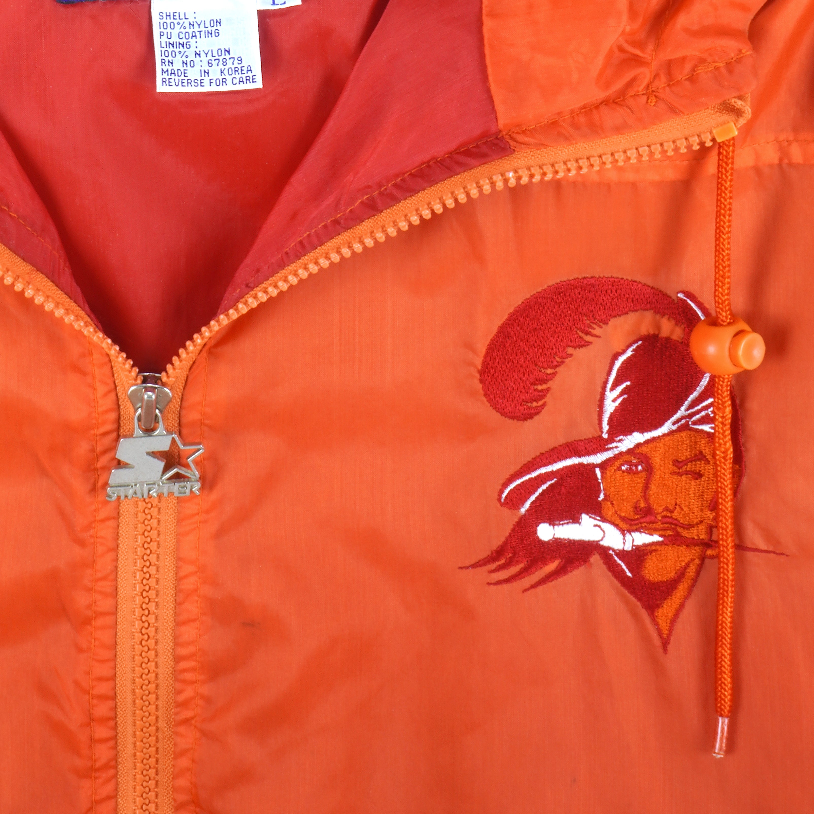 Starter - Tampa Bay Buccaneers Hooded Windbreaker 1990s Large Vintage Retro Football