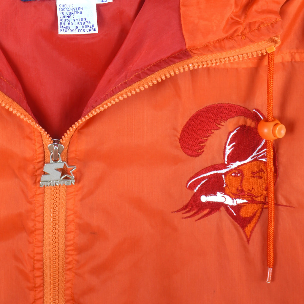 Starter - Tampa Bay Buccaneers Hooded Windbreaker 1990s Large Vintage Retro Football