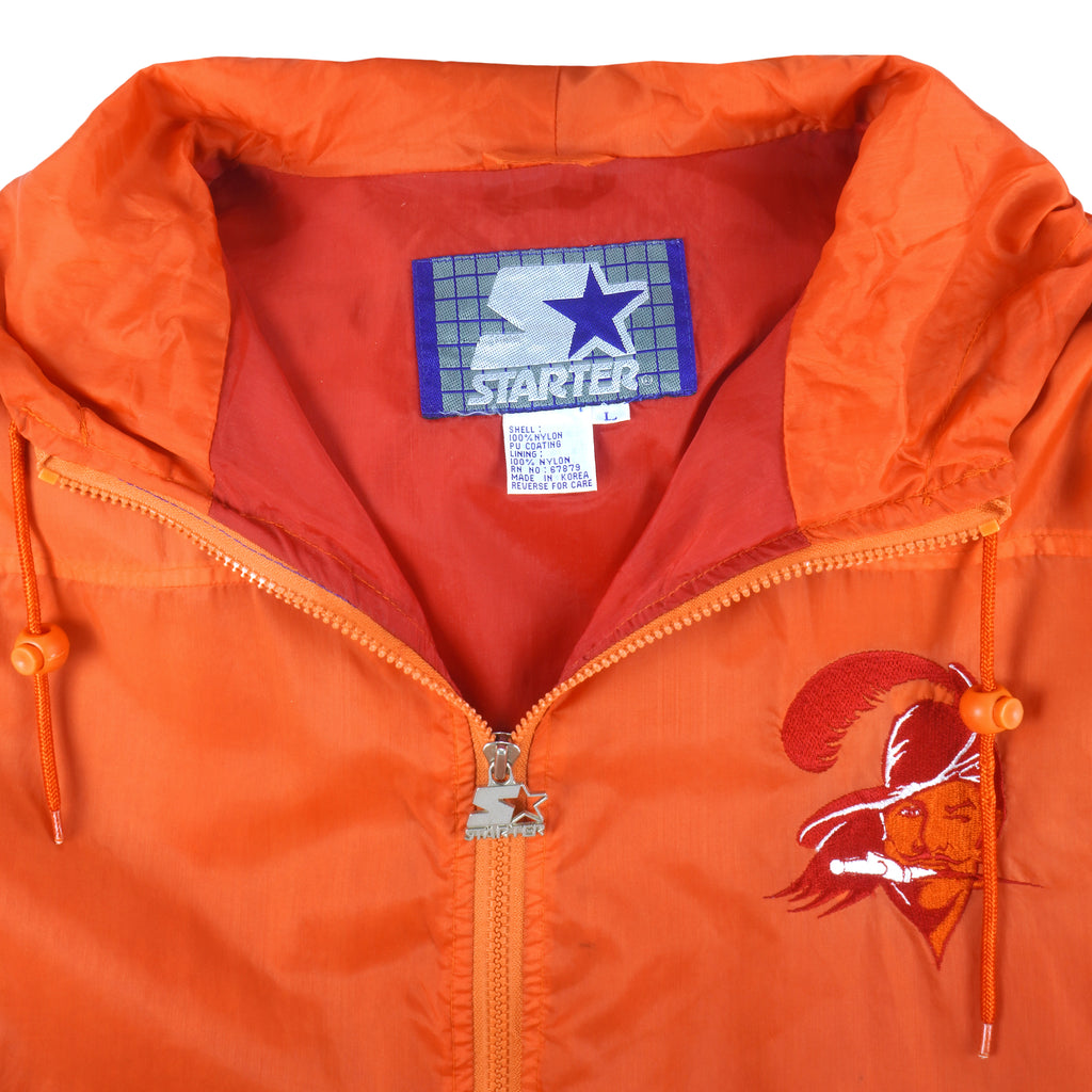 Starter - Tampa Bay Buccaneers Hooded Windbreaker 1990s Large Vintage Retro Football