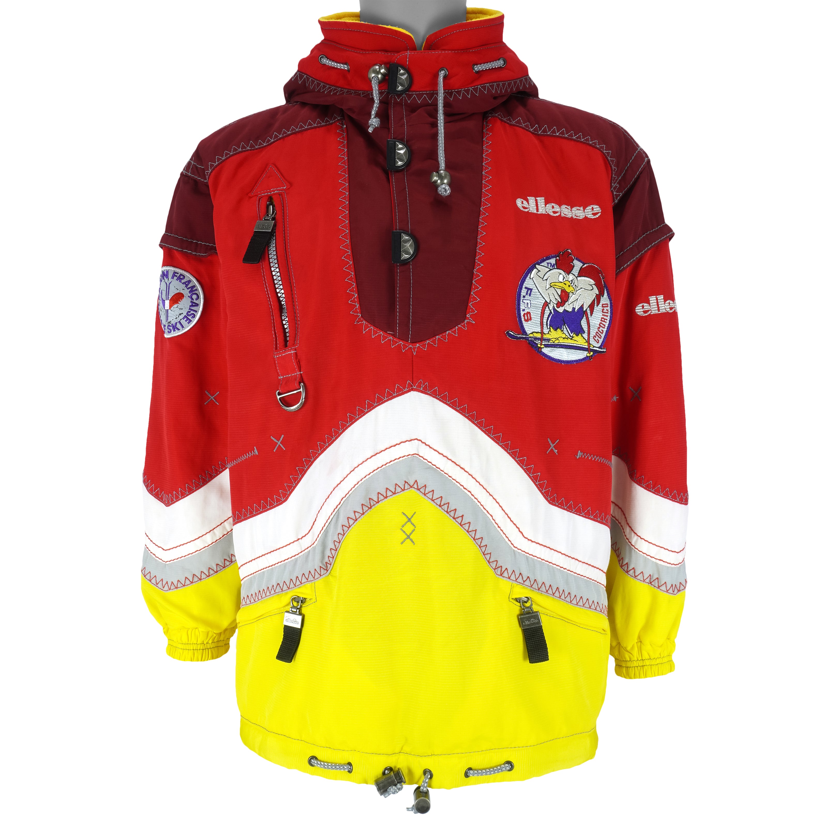 Ellesse - Red EFS France Cocorico Hooded Ski Jacket 1990s Large Vintage Retro