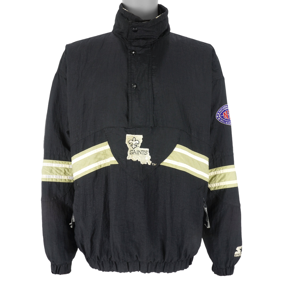 Starter - New Orleans Saints 1/4 Zip Pullover Jacket 1990s Large Vintage Retro Football