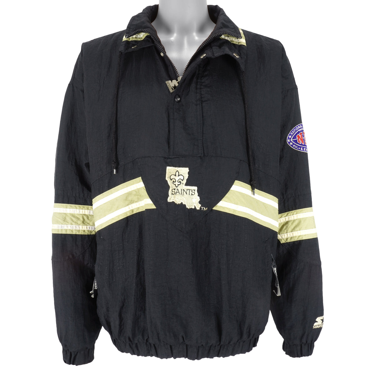 Starter - New Orleans Saints 1/4 Zip Pullover Jacket 1990s Large Vintage Retro Football