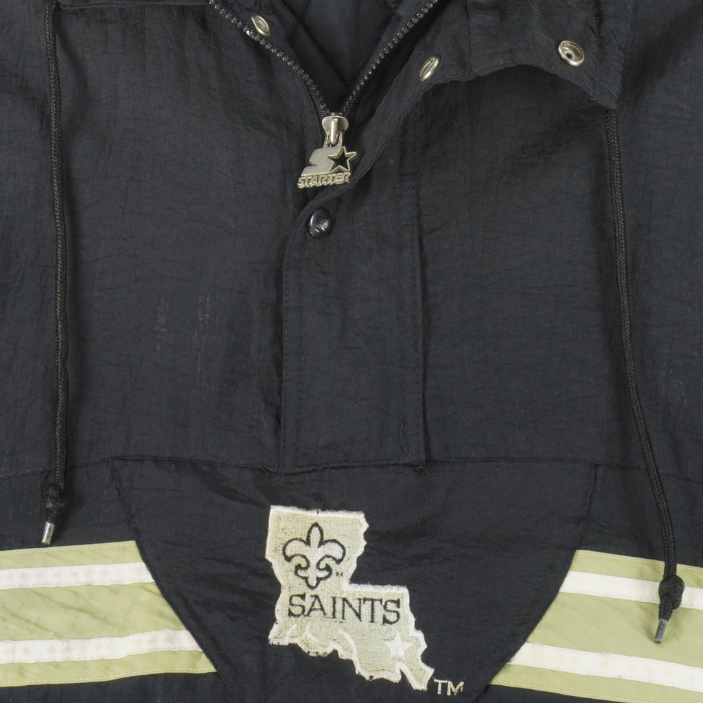 Starter - New Orleans Saints 1/4 Zip Pullover Jacket 1990s Large Vintage Retro Football