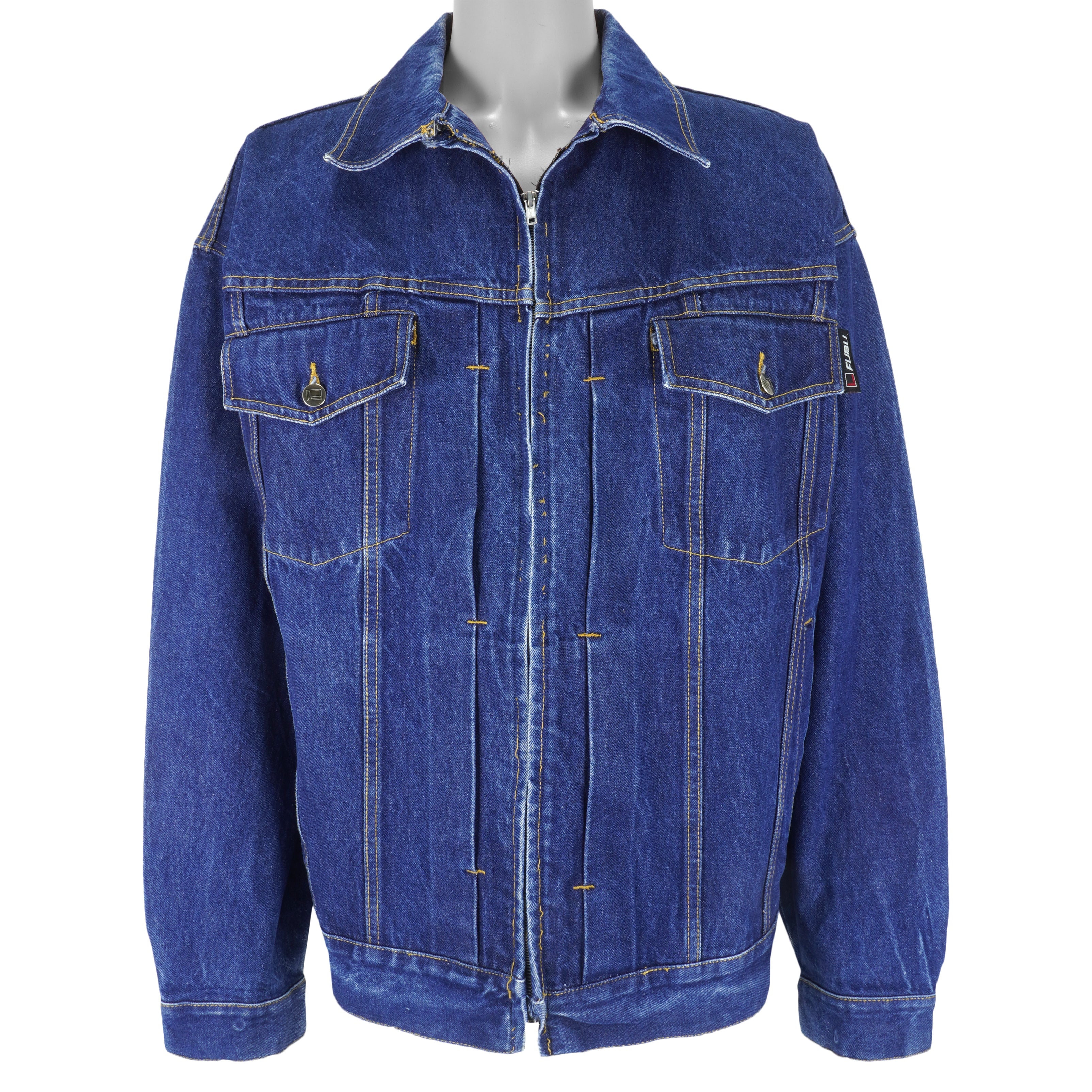Fubu - Zip-Up Denim Jacket 1990s XX-Large Vintage Retro