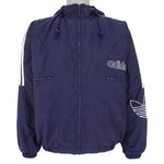 Adidas - Navy Blue Zip-Up Hooded Jacket 1990s Medium Vintage Retro