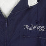 Adidas - Navy Blue Zip-Up Hooded Jacket 1990s Medium Vintage Retro