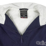 Adidas - Navy Blue Zip-Up Hooded Jacket 1990s Medium Vintage Retro