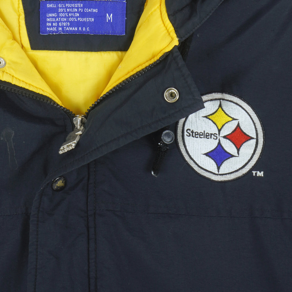 Starter - Pittsburgh Steelers Zip-Up Hooded Jacket 1990s Medium Vintage Retro Football