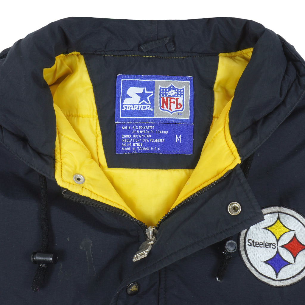 Starter - Pittsburgh Steelers Zip-Up Hooded Jacket 1990s Medium Vintage Retro Football
