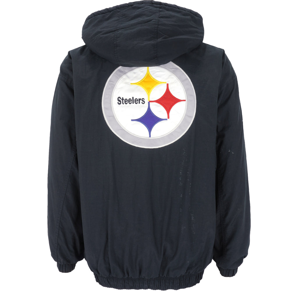 Starter - Pittsburgh Steelers Big Logo Hooded Jacket 1990s Medium Vintage Retro Football