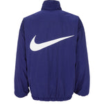 Nike - Blue & White Big Logo Reversible Puffer Jacket Large