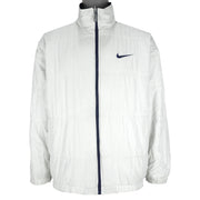 Nike - Blue & White Big Logo Reversible Jacket 1990s Large Vintage Retro