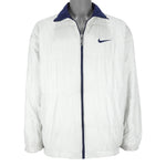 Nike - Blue & White Big Logo Reversible Jacket 1990s Large Vintage Retro