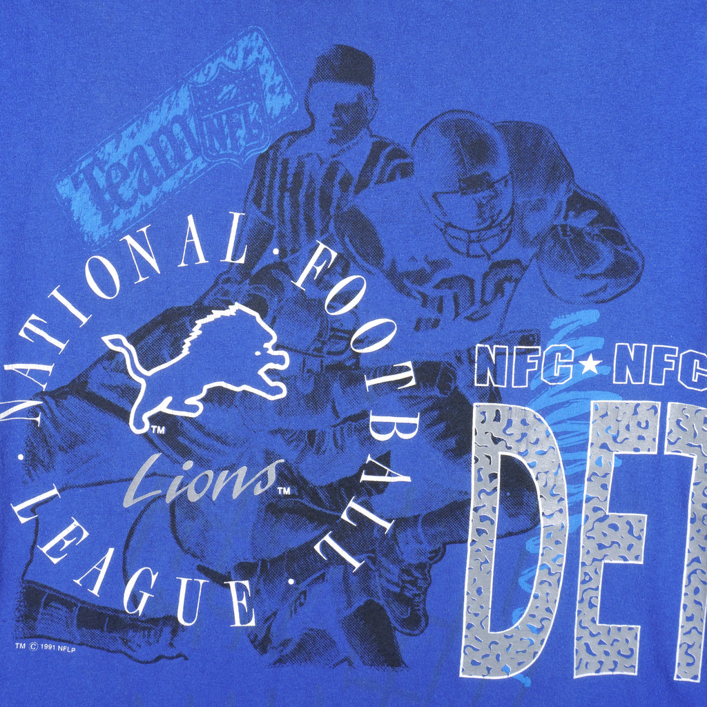 NFL (Logo 7) - Detroit Lions, NFC Champs T-Shirt 1990s Large Vintage Retro Football