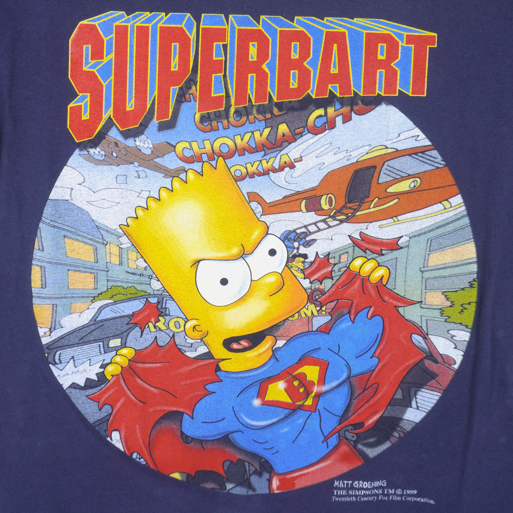 Vintage (Cotton) - Blue The Simpsons T-Shirt Large Vintage Retro