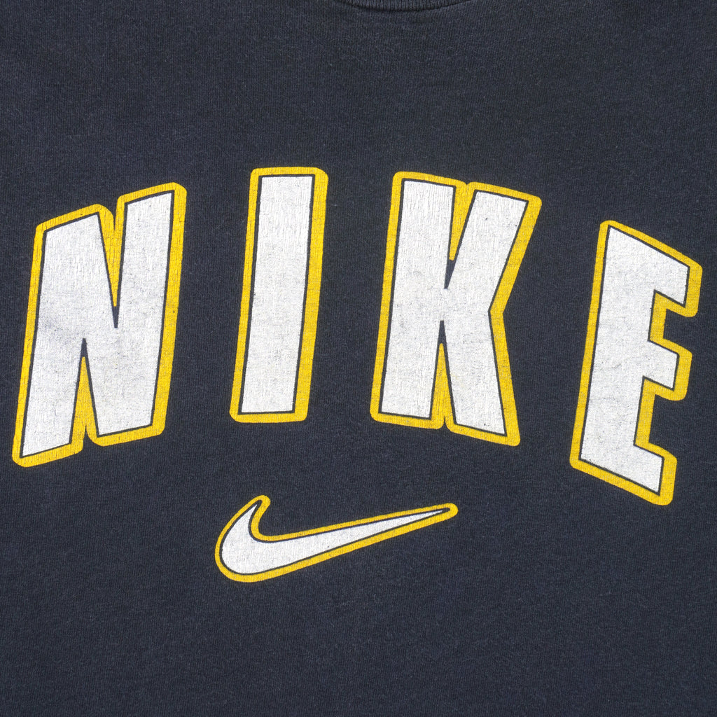 Nike - Black Big Logo & Spell-Out T-Shirt 1990s Medium Vintage Retro