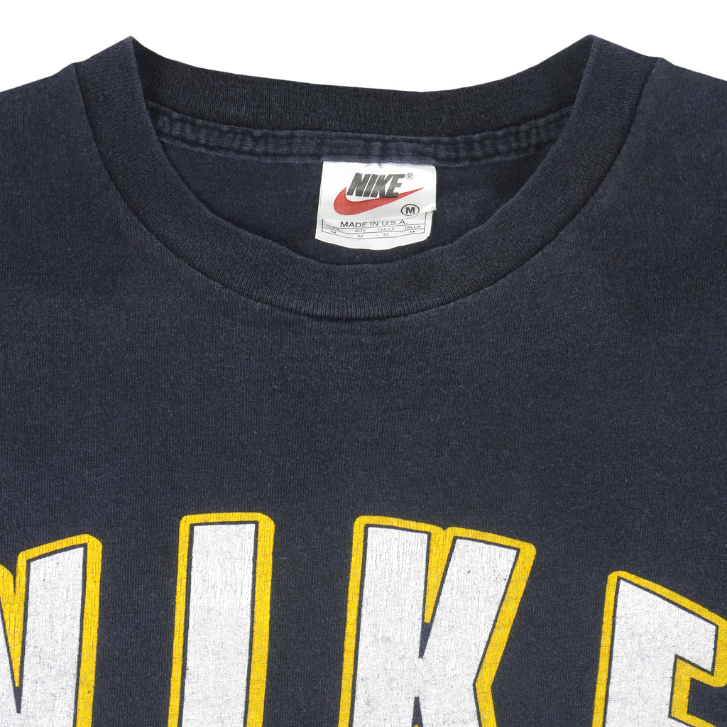 Nike - Black Big Logo & Spell-Out T-Shirt 1990s Medium Vintage Retro