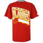 Starter - Calgary Flames Big Spell-Out T-Shirt 1991 X-Large Vintage Retro Hockey