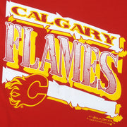 Starter - Calgary Flames Big Spell-Out T-Shirt 1991 X-Large Vintage Retro Hockey