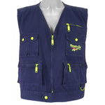 Reebok - Blue & Yellow Embroidered V-Neck Vest 1990s X-Large