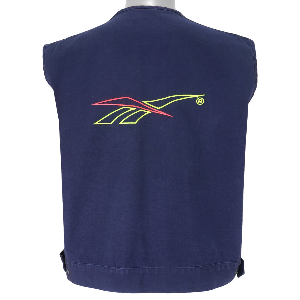 Reebok - Blue Embroidered V-Neck Vest 1990s X-Large Vintage Retro