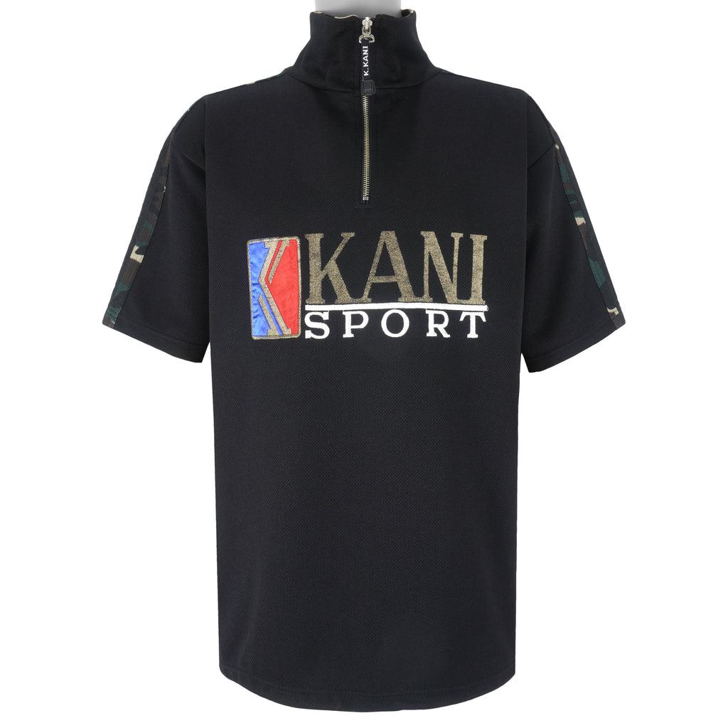 Karl Kani - Black 1/4 Zip T-Shirt 1990s X-Large Vintage Retro