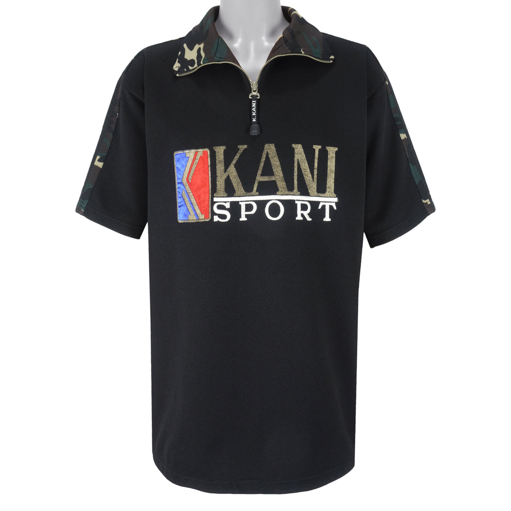 Karl Kani - Black 1/4 Zip T-Shirt 1990s X-Large Vintage Retro