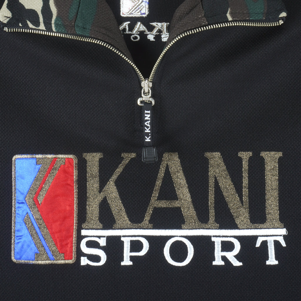 Karl Kani - Black 1/4 Zip T-Shirt 1990s X-Large Vintage Retro