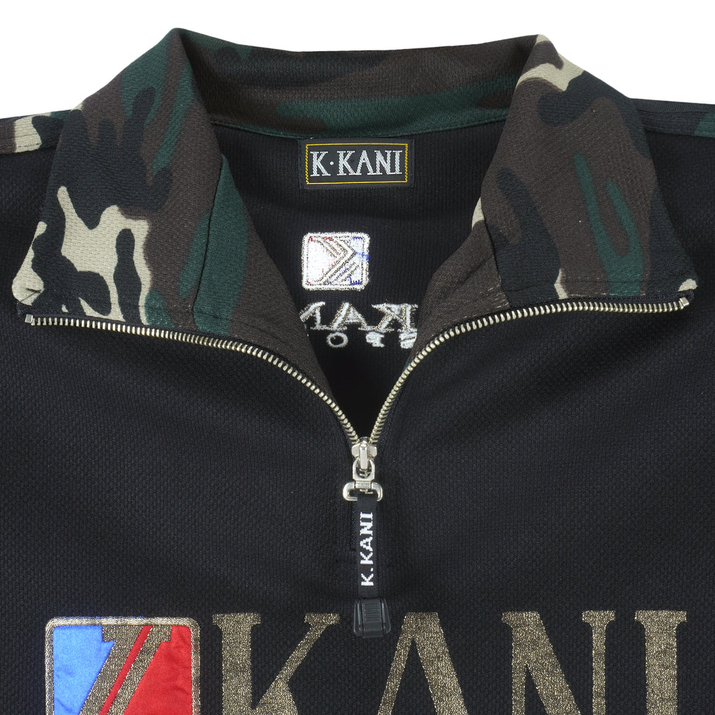 Karl Kani - Black 1/4 Zip T-Shirt 1990s X-Large Vintage Retro