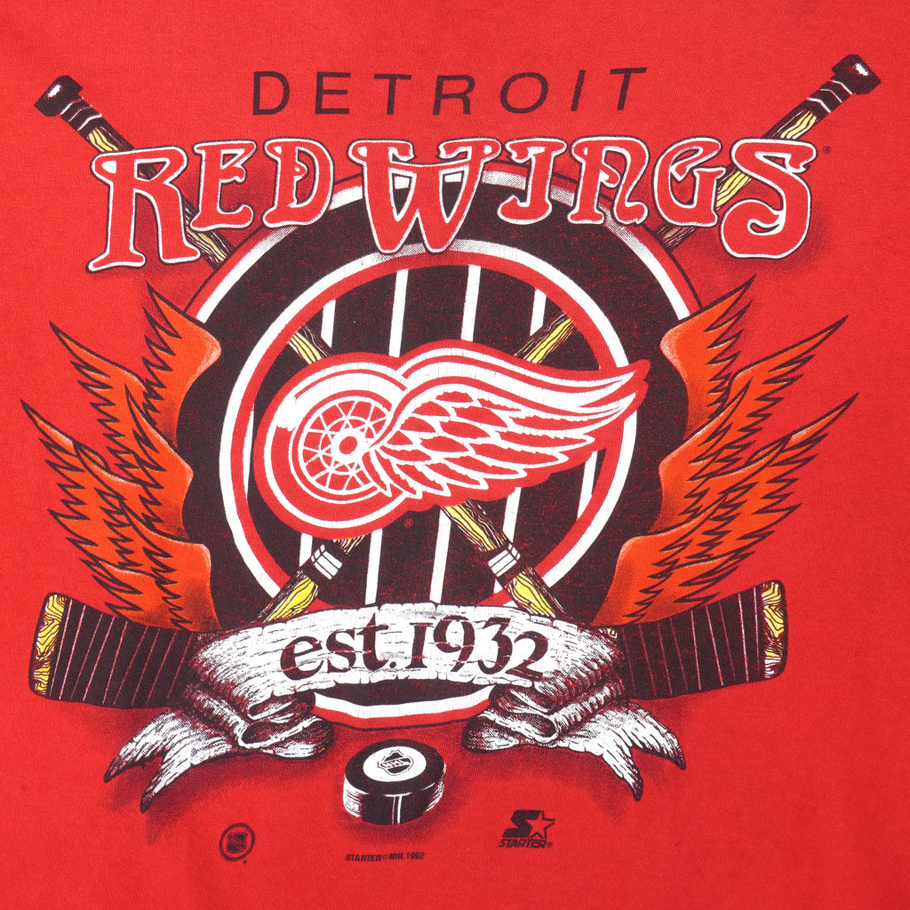 Starter - Detroit Red Wings T-Shirt 1992 X-Large Vintage Retro Hockey