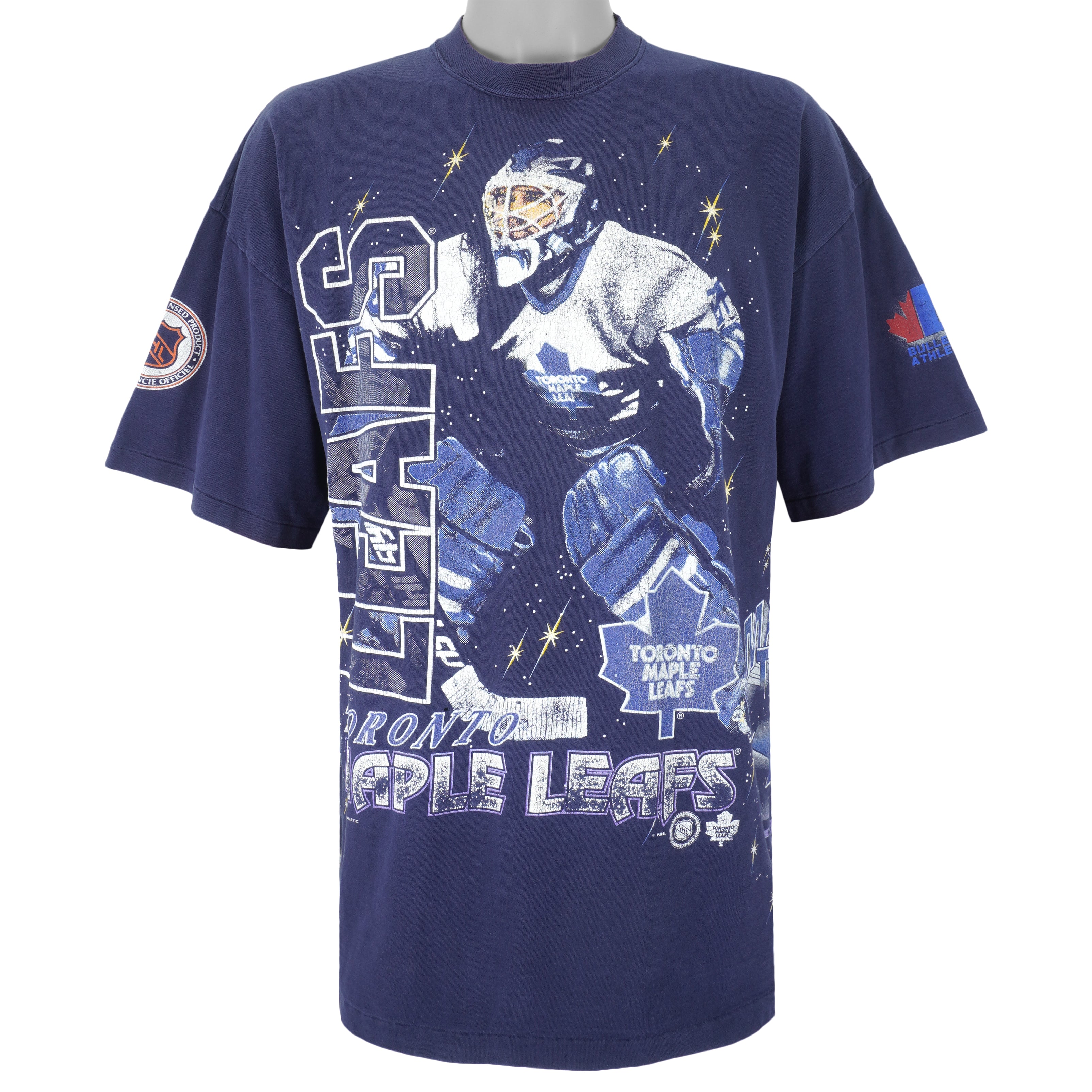 NHL (Bulletin Athletic) - Toronto Maple Leafs Big Logo T-Shirt 1990s X-Large Vintage Retro Hockey