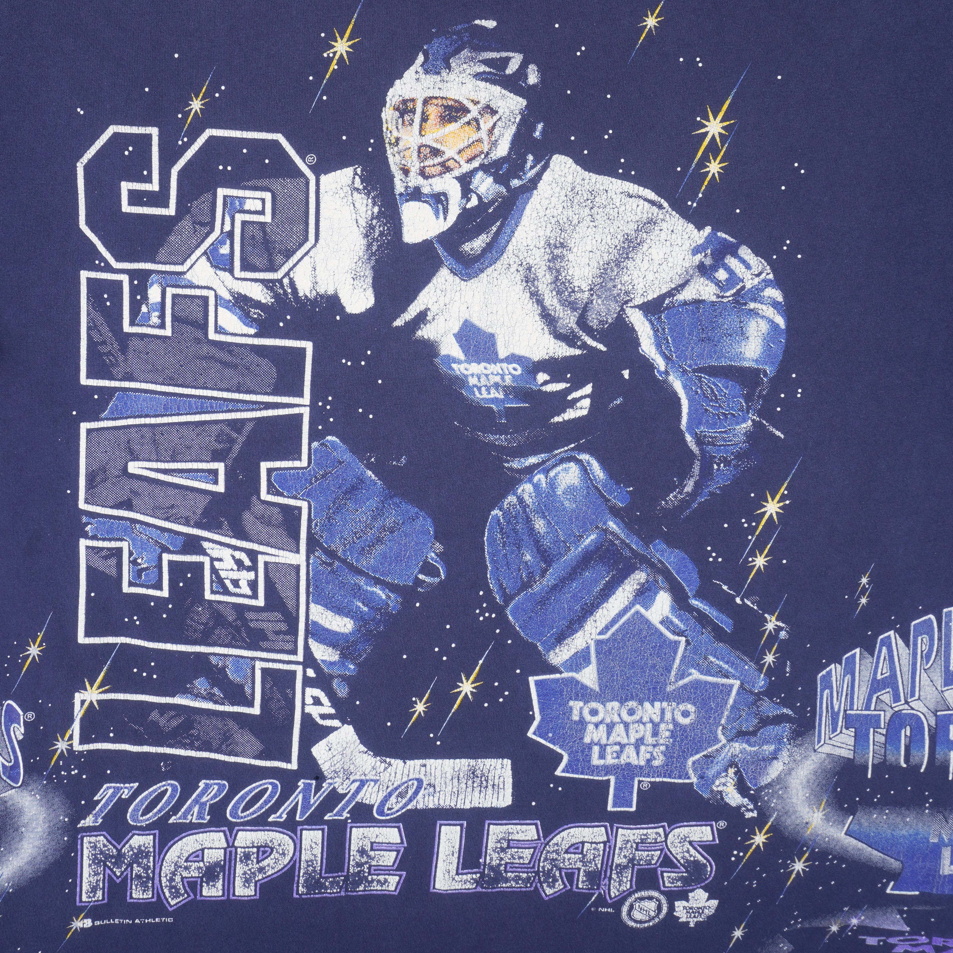 NHL (Bulletin Athletic) - Toronto Maple Leafs Big Logo T-Shirt 1990s X-Large Vintage Retro Hockey