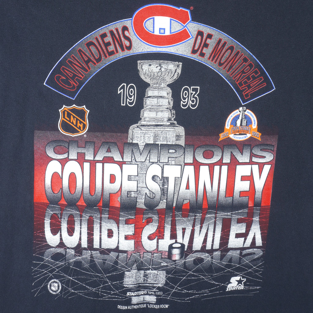 Starter - Montreal Canadiens Spell-Out T-Shirt 1993 Large Vintage Retro Hockey